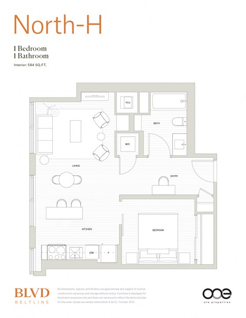 North - H Floor Plan at BLVD Beltline, Alberta